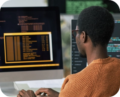 web developer working at a computer